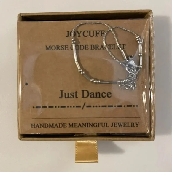 Joycuff Morse Code Bracelet, “Just Dance” Silver Handmade Jewelry - Picture 3 of 5